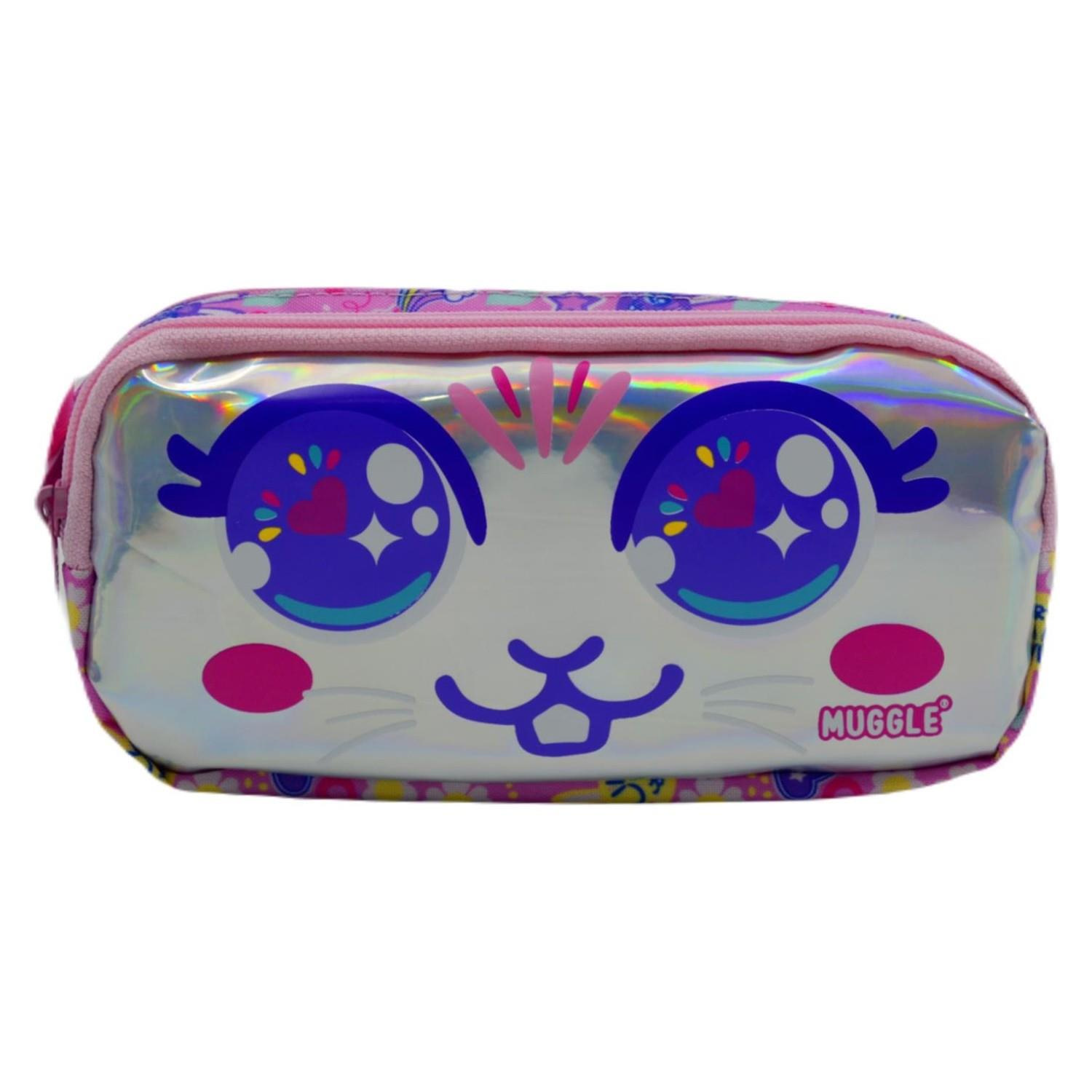 Muggle Kalem Çantası Bunny Pembe 2 Gözlü Kalemlik Çantası