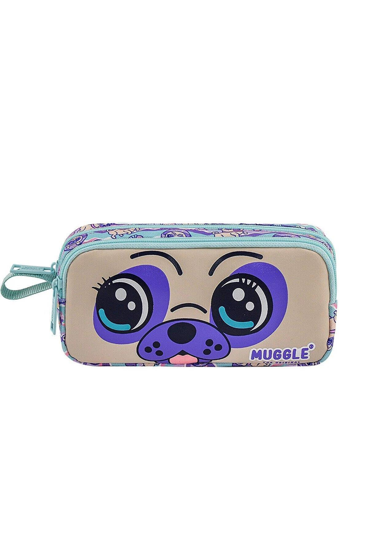 Muggle Kalem Çantası Dog Mor İki Bölmeli Kalemlik