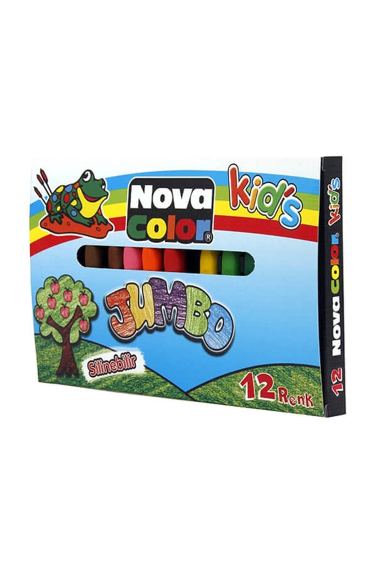 Nova Color Mum Boya Jumbo Üçgen Silinebilir 12 Renk