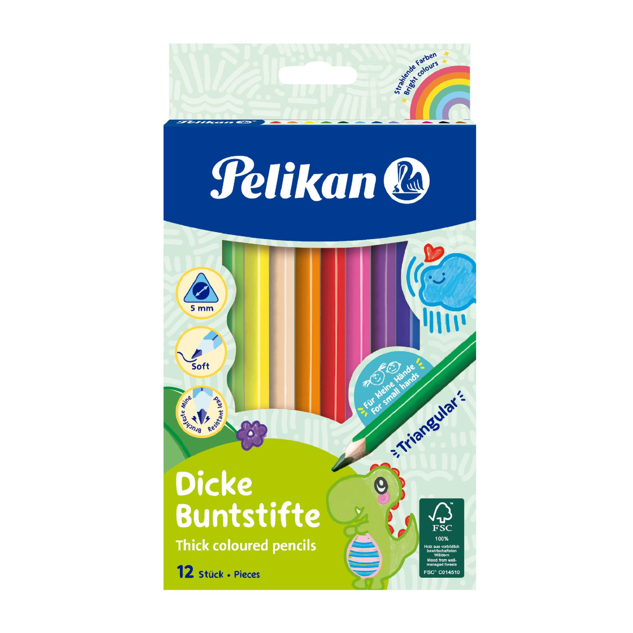 Pelikan Kuru Boya Kalemi Jumbo Üçgen 12 Renk Kuru Boya