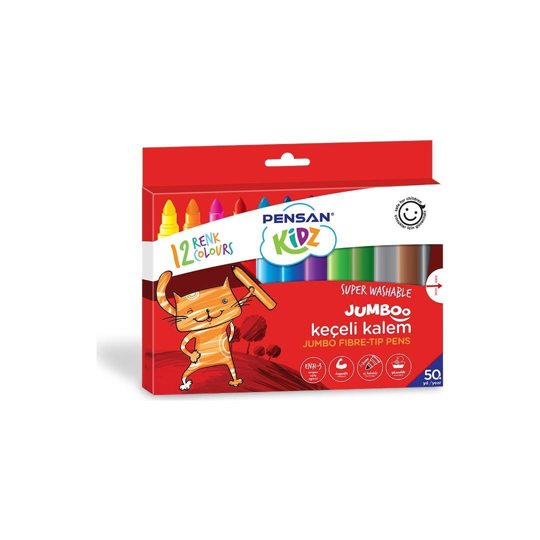 Pensan Keçeli Boya Kalemi Kidz Jumbo Yıknabilir 12 Renk 99040