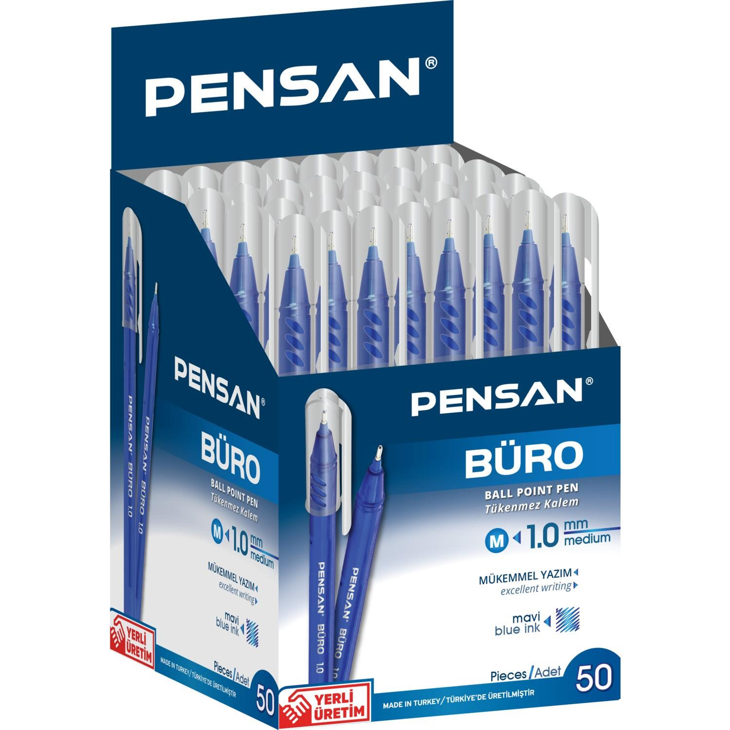 Pensan Tükenmez Kalem Büro 1 MM Mavi (50 Li Paket)