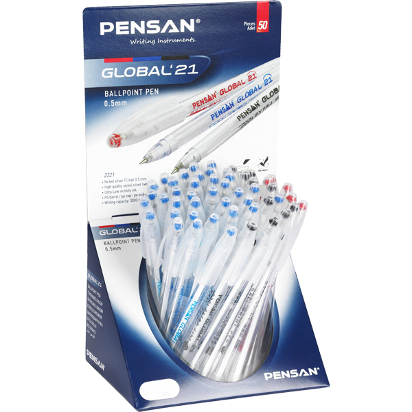Pensan Tükenmez Kalem Global 0,5 Mm 3 Renk Karışık Msk (50 Li Paket)