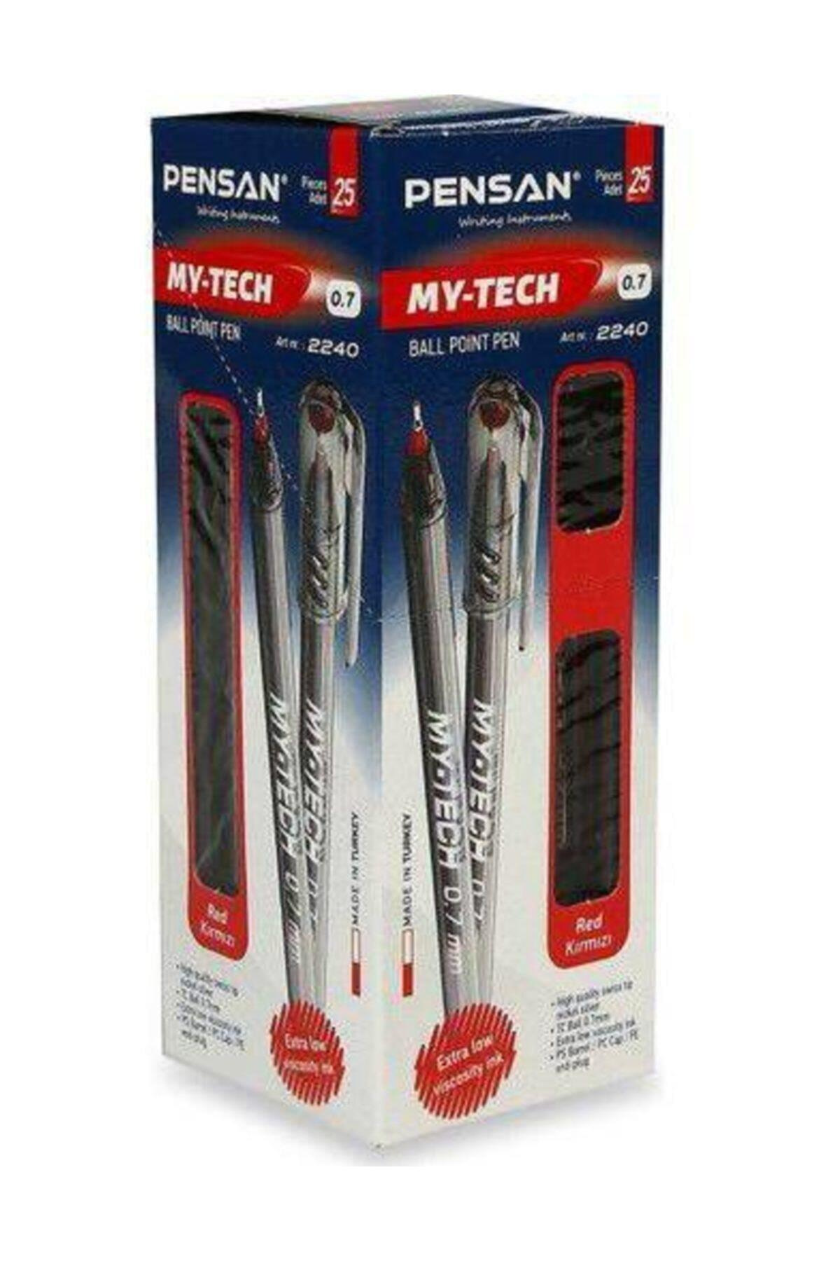 Pensan 2250 My-Tech İğne Uç Tükenmez Kalem 1.0mm Kırmızı x 25 Li Paket