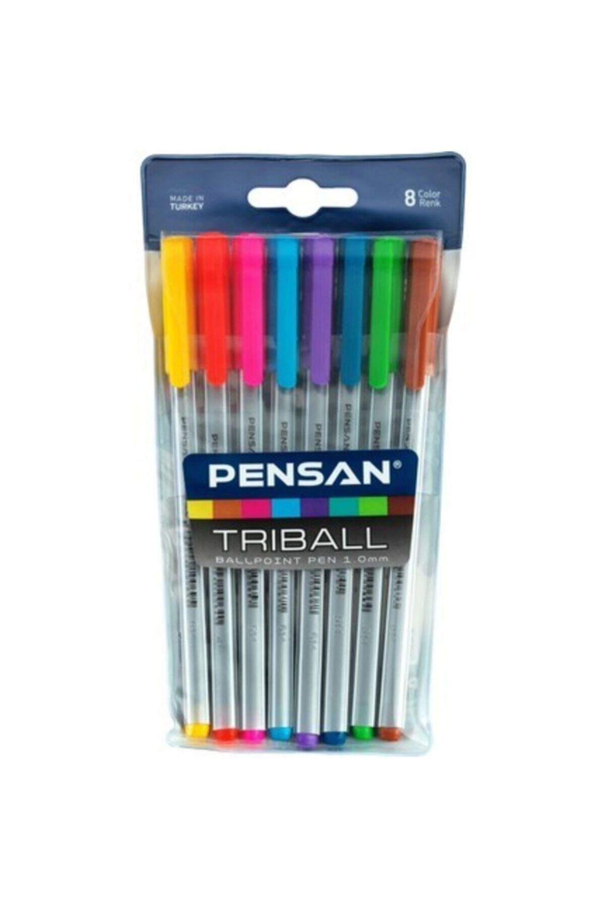 Pensan Tükenmez Kalem Triball 1.0 MM Bilye Uç 8 Lİ Renkli