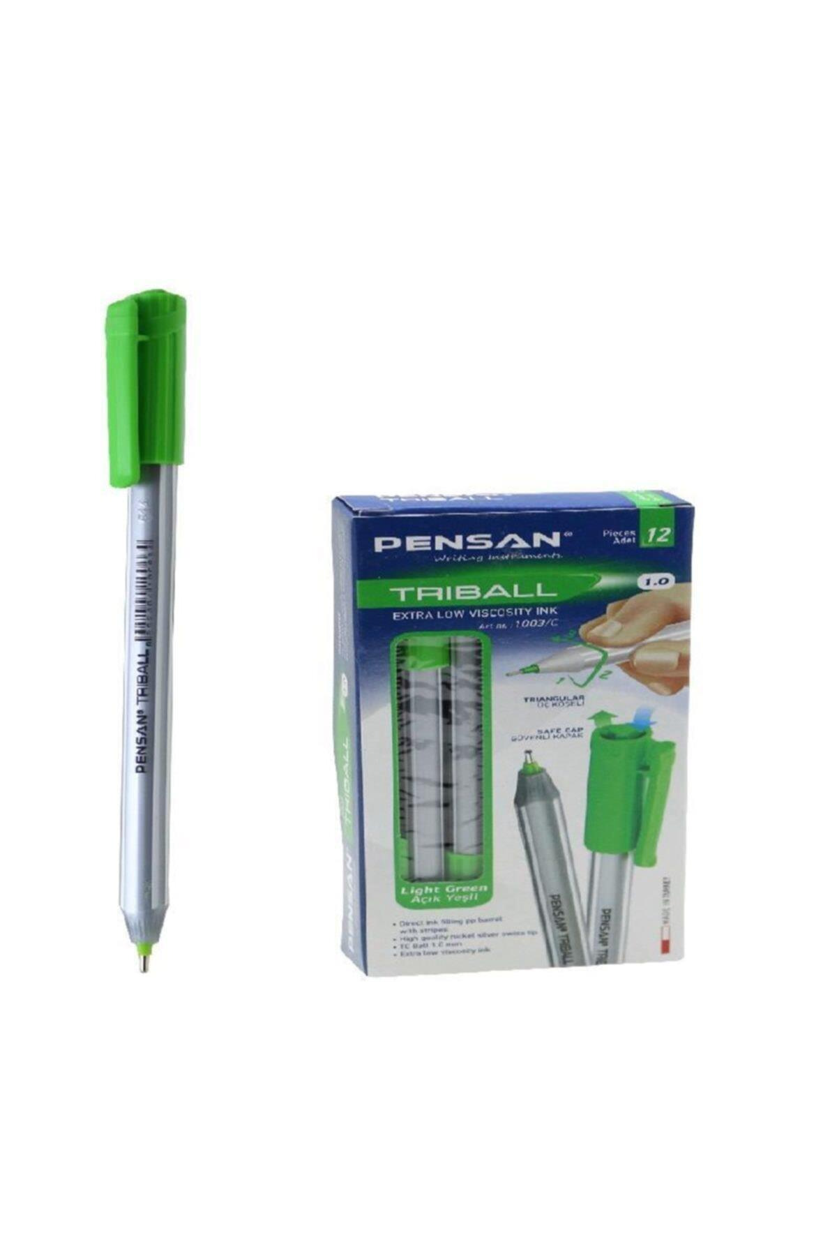 Pensan 1003 Trıball Bilye Uç Tükenmez Kalem 1.0mm Açık Yeşil x 12 Li Paket