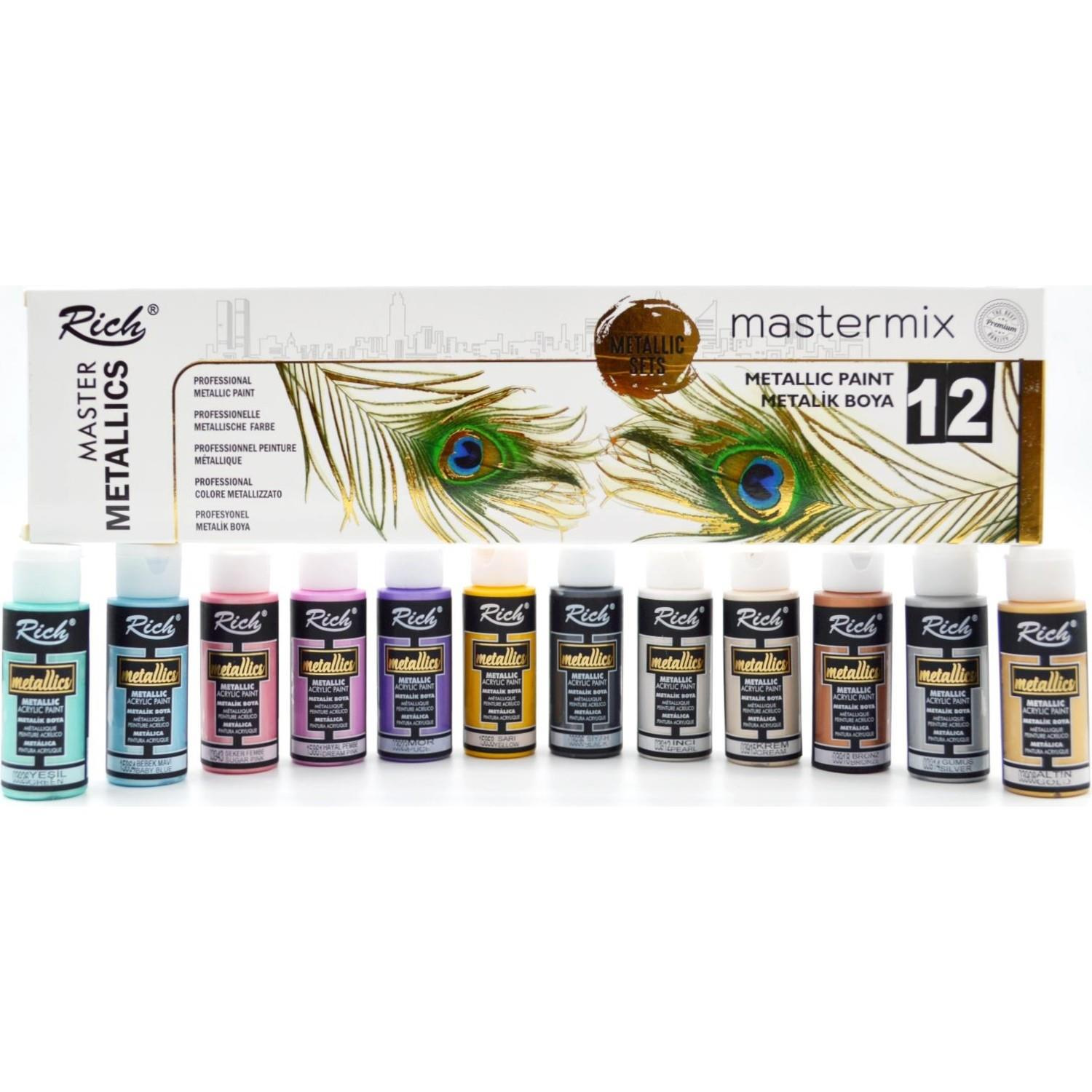 Rich Mastermix Metalik 60 Cc 12 Li Set Metalik Renkler Akrilik Boya