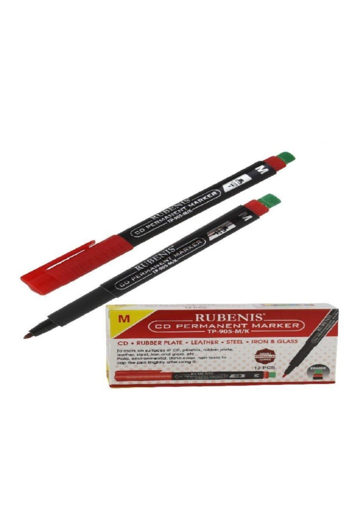 Rubenis TP-905-S/K Permanent CD Kalemi S Seri Silgili Kırmızı x 12 Li Paket
