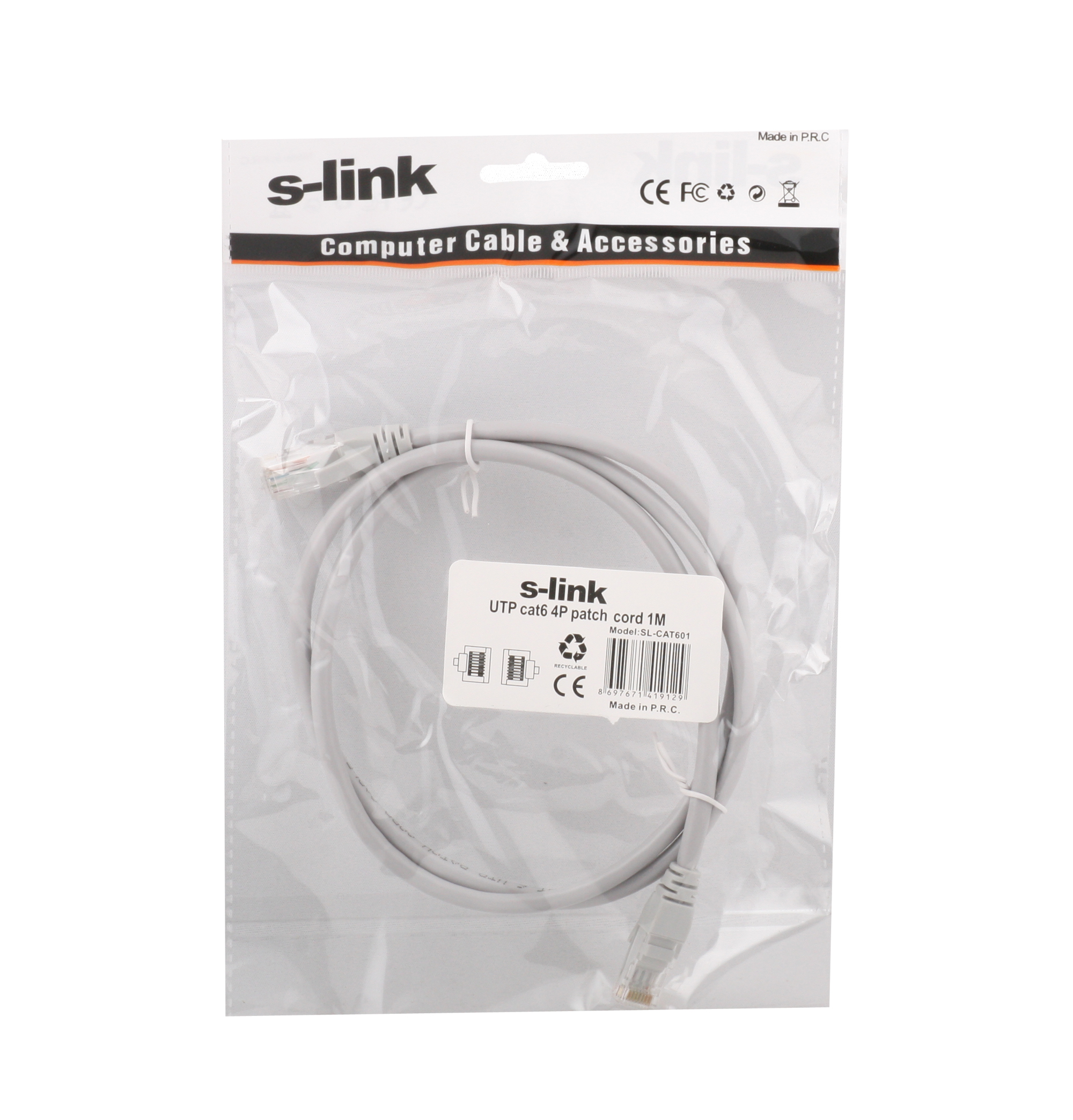 S-link Cat6 1 Metre Gri Utp Patch Kablo Cat6 Ethernet Kablosu