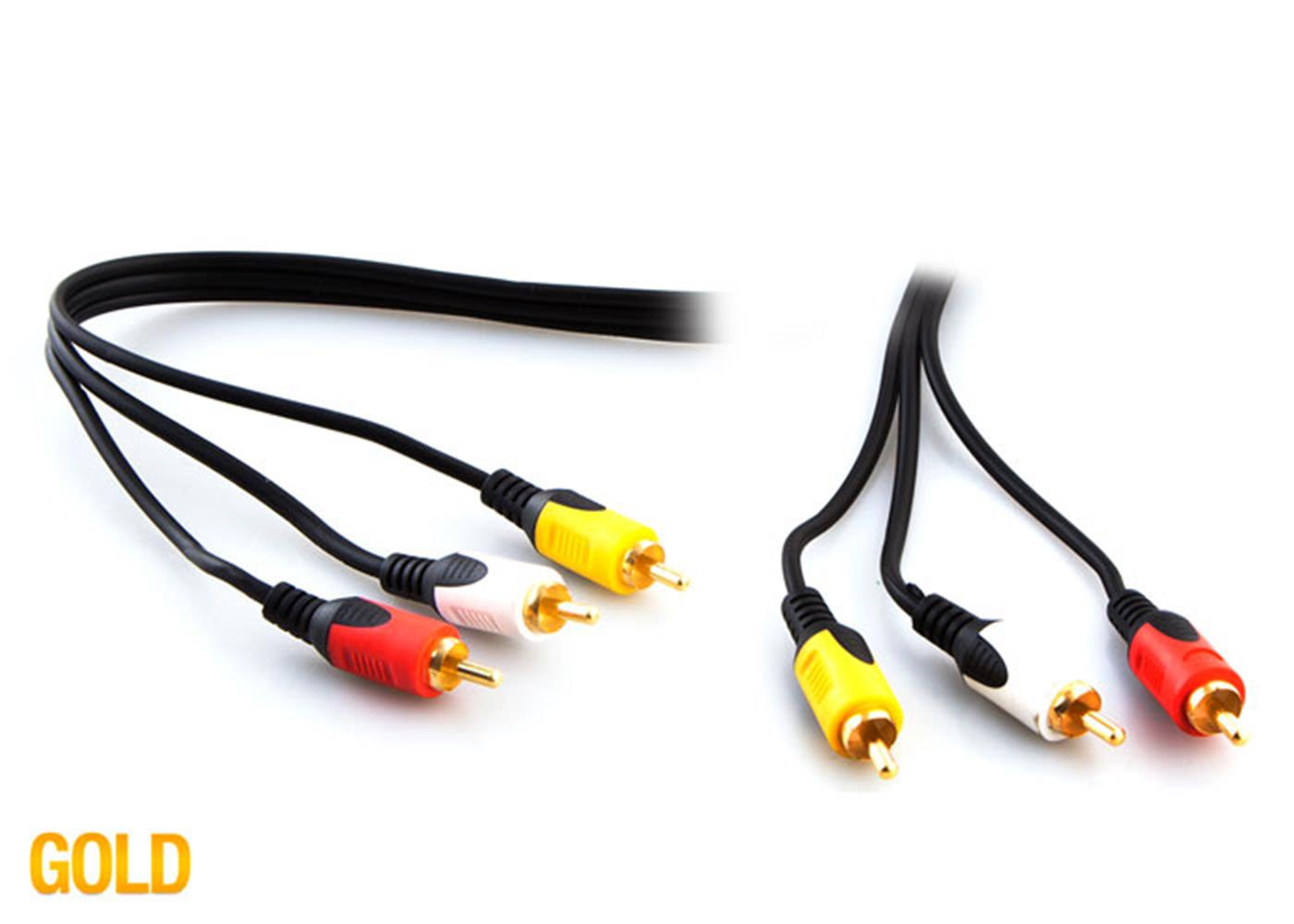 S-link 3RCA To 3RCA 20 Metre Gold Kablo