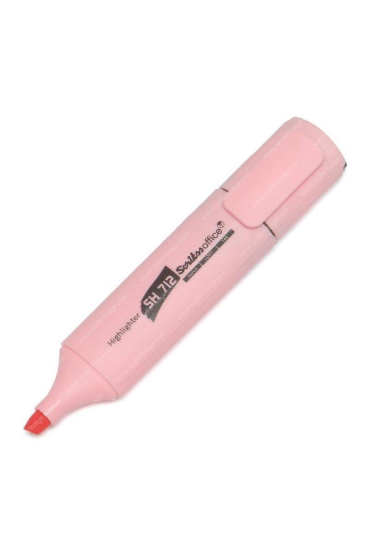 Scrikss Fosforlu Kalem Pastel Pembe İşaretleme Kalemi (12 Li Paket)