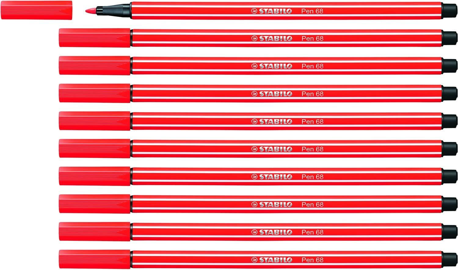 Stabilo 68/40 Keçe Uçlu Boya Kalemi 1.0mm Açık Kırmızı x 10 Lu Paket