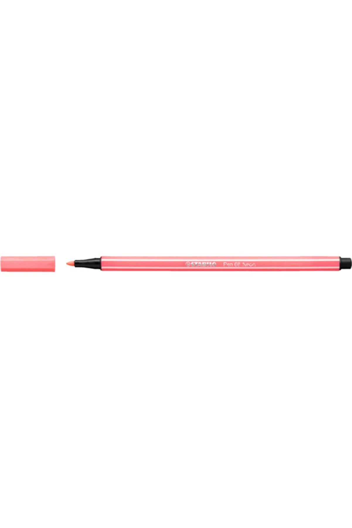 Stabilo 68/040 Keçe Uçlu Boya Kalemi 1.0mm Fosforlu Kırmızı x 10 Lu Paket