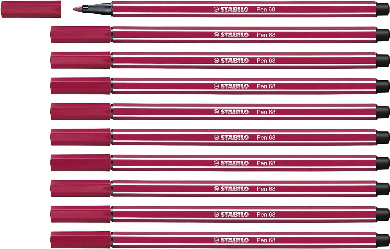 Stabilo Keçe Uçlu Boya Kalemi 1 mm Koyu Kırmızı Keçeli Boya Kalemi (10 Lu Paket)