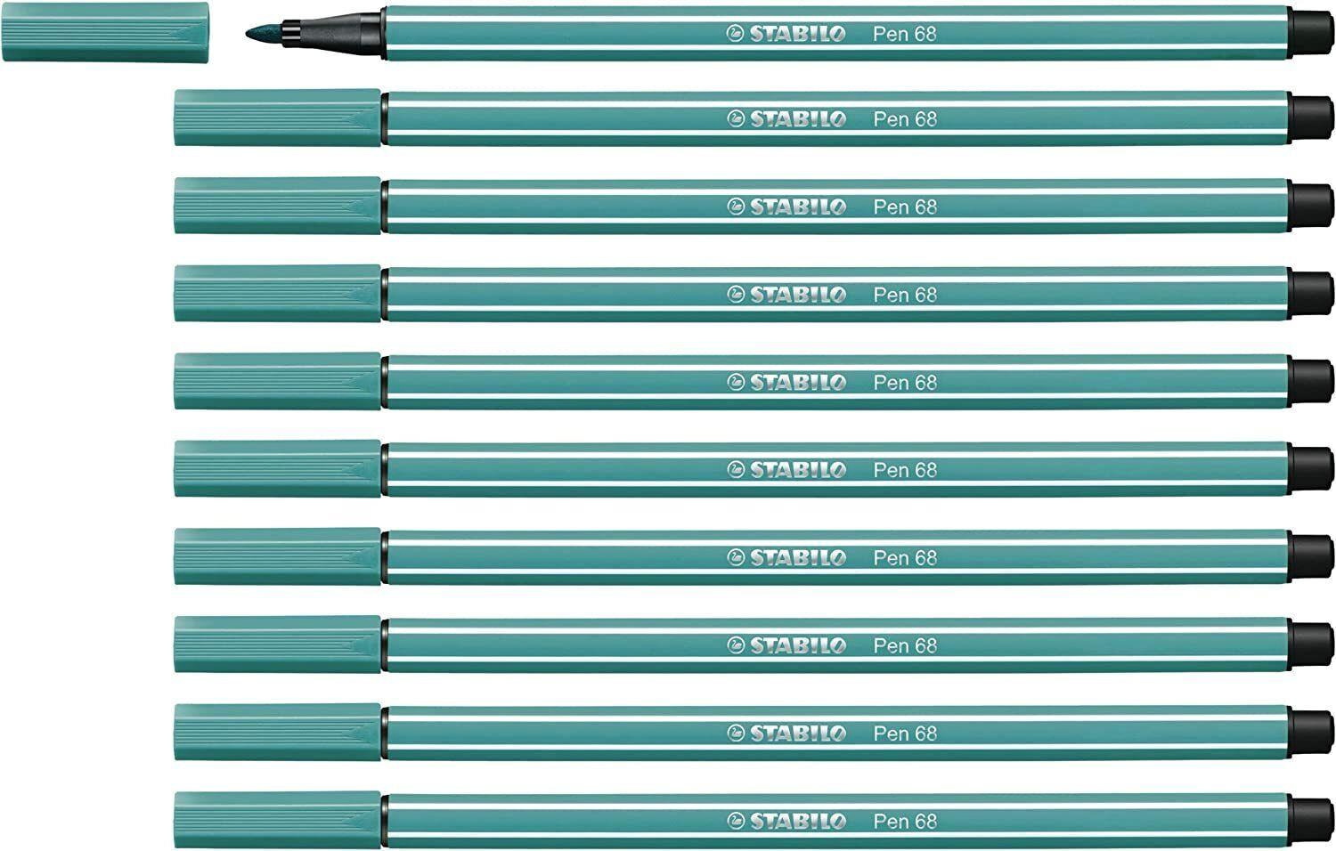 Stabilo Keçe Uçlu Boya Kalemi 1 MM Turkuaz Mavisi Keçeli Kalem (10 Lu Paket)