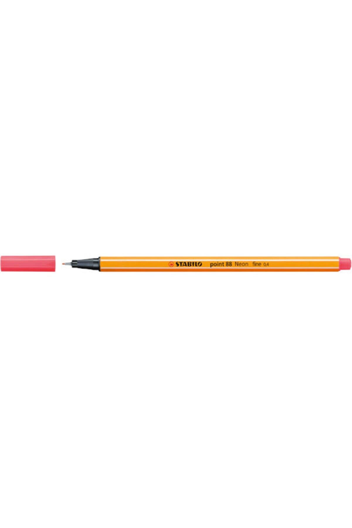 Stabilo Keçe Uçlu İnce Kalem 88 Point 0.4 MM Fosforlu Kırmızı 88/040 (10 Lu Paket)
