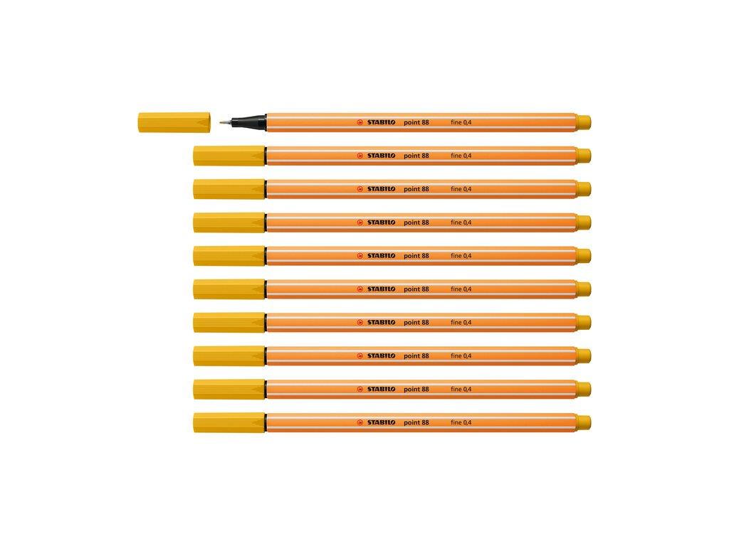 Stabilo İnce Keçe Uçlu Kalem 88 Point 0.4 MM Köri Sarısı Fineliner Kalem (10 Lu Paket)