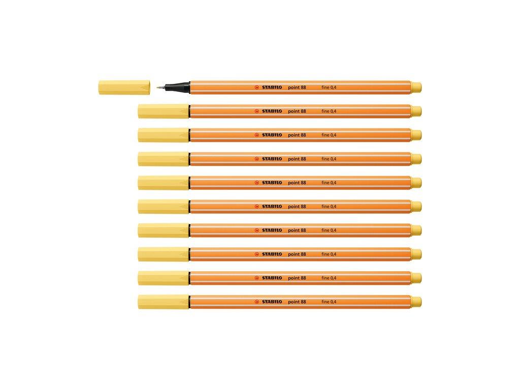 Stabilo İnce Keçe Uçlu Kalem 88 Point 0.4 MM Sarı Fineliner Kalem (10 Lu Paket)