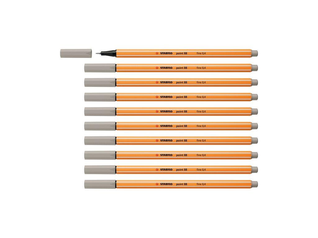 Stabilo İnce Keçe Uçlu Kalem 88 Point 0.4 MM Sıcak Gri Fineliner Kalem (10 Lu Paket)