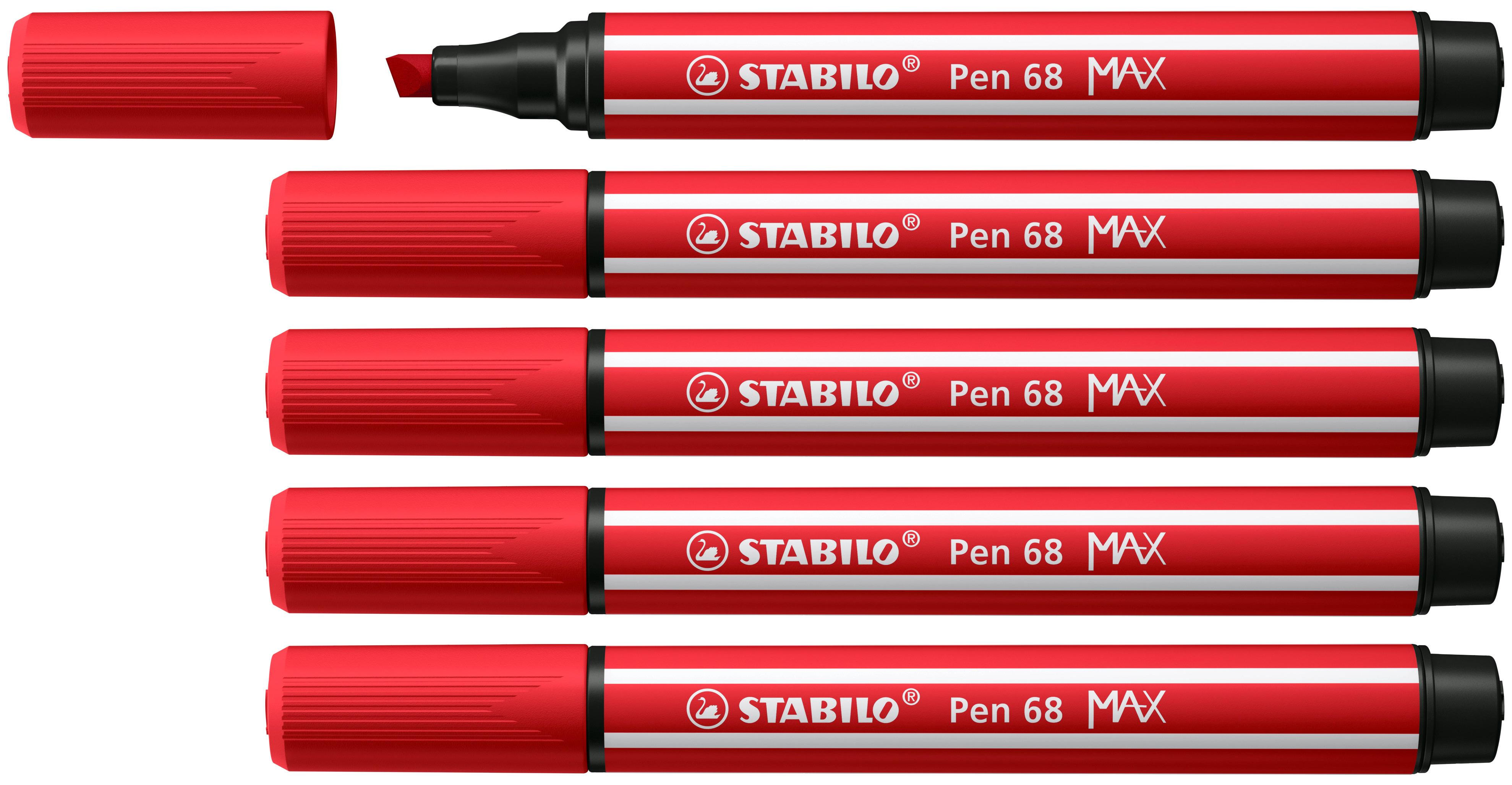 Stabilo Keçe Uçlu Kalem 68 Max Kızıl Keçe Uçlu İşaretleme Kalemi (5 Li Paket)