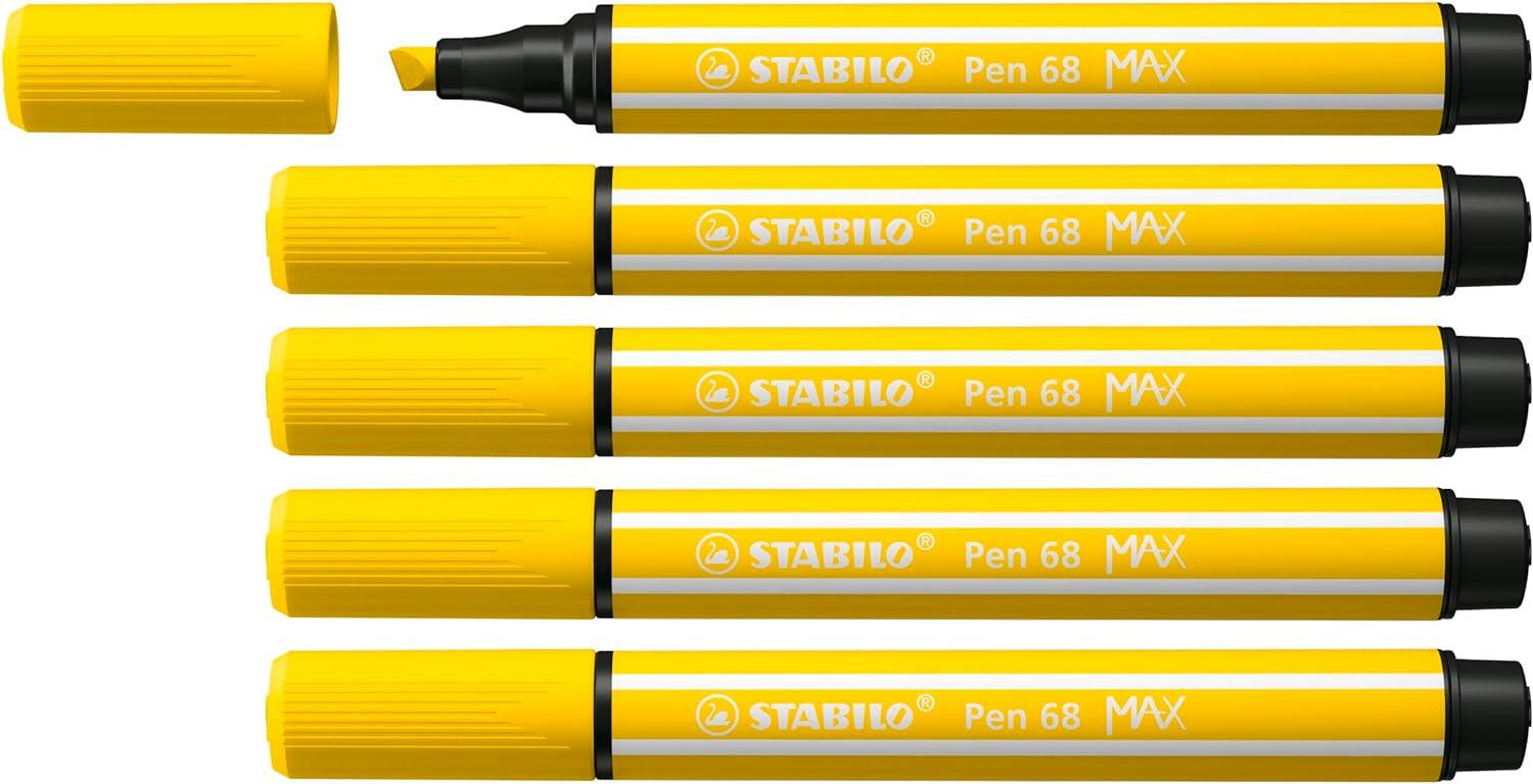 Stabilo Keçe Uçlu Kalem 68 Max Limon Sarısı Keçe Uçlu İşaretleme Kalemi (5 Li Paket)
