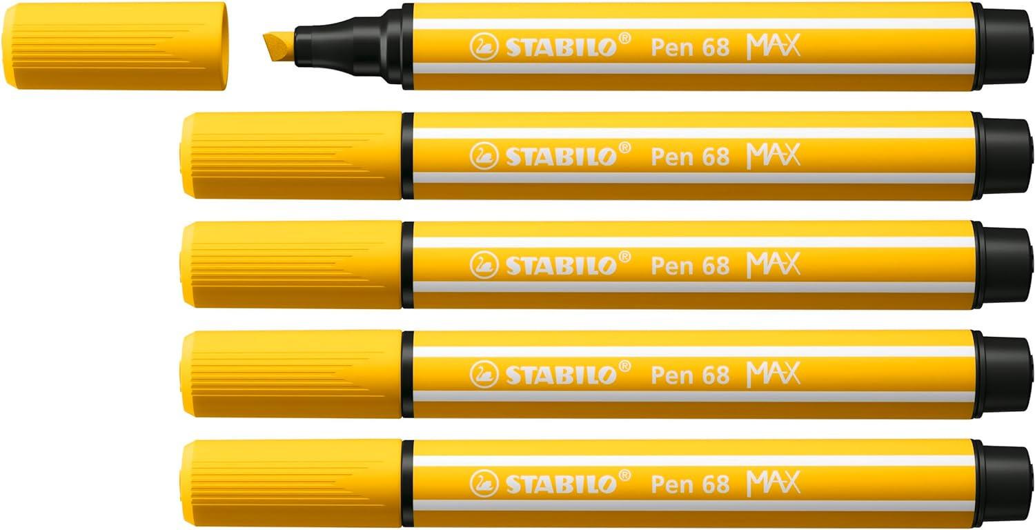 Stabilo Keçe Uçlu Kalem 68 Max Sarı Keçe Uçlu İşaretleme Kalemi (5 Li Paket)