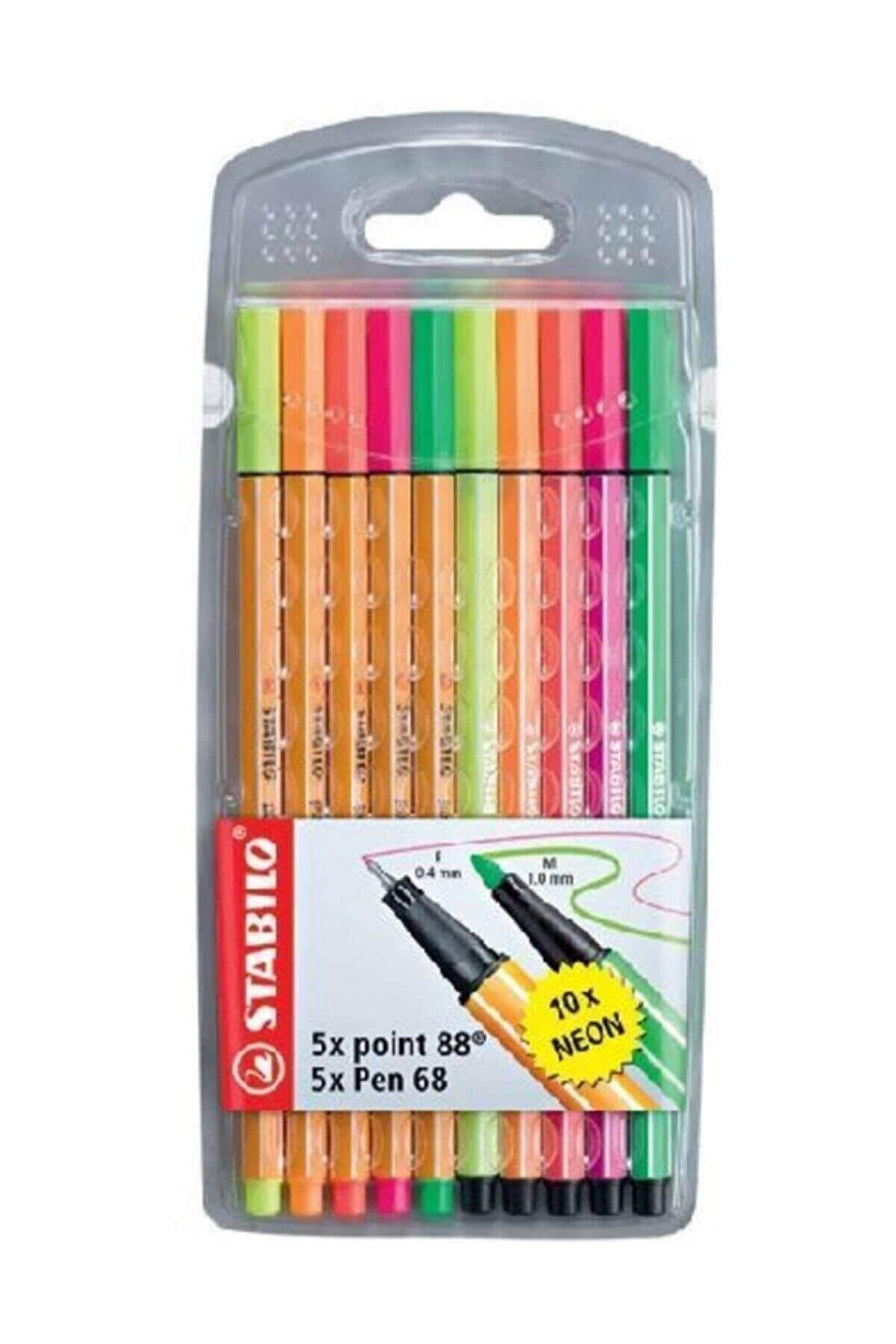 Stabilo point 88+Pen 68 Neon 10'lu Paket