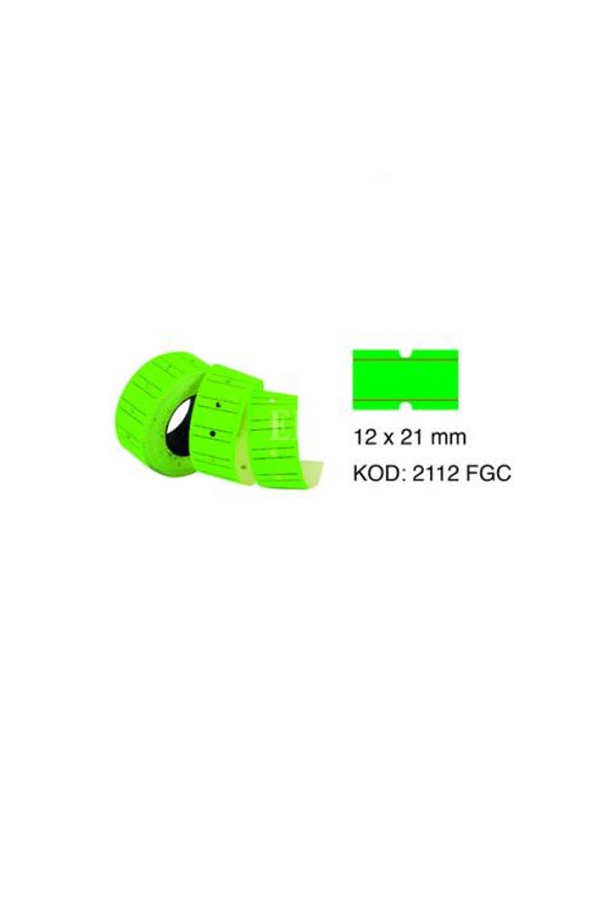 Tanex Fiyat Etiketi Çizgili 12x21 Fosforlu Yeşil (6 Lı Paket) 6 Rulo