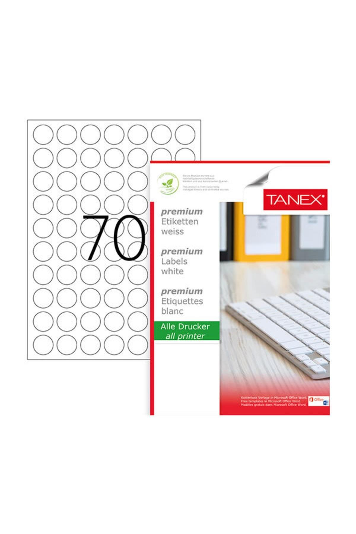 Tanex Lazer Etiket 100 Yaprak 25 Mm Yuvarlak Lazer Yazıcı Etiketi