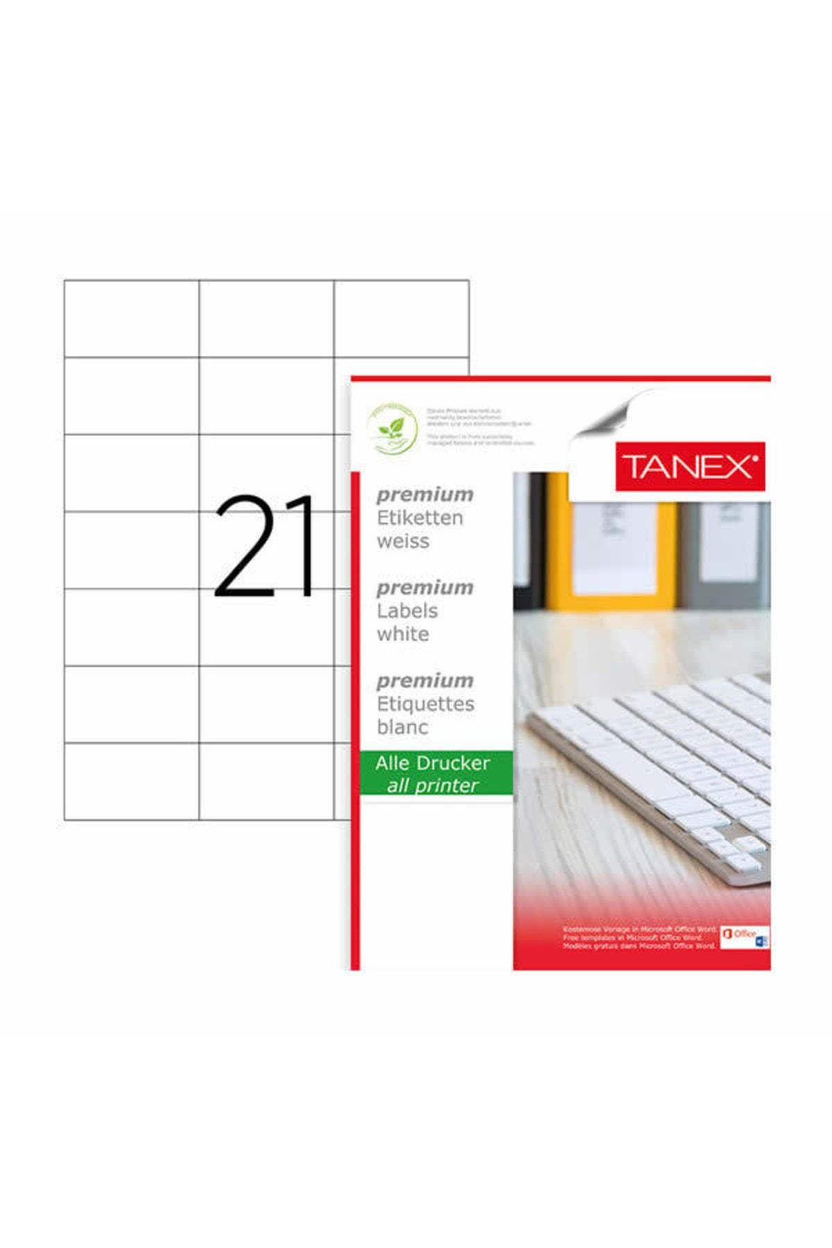Tanex Lazer Etiket 100 Yaprak 70 x 42.43 Mm Lazer Yazıcı Etiketi