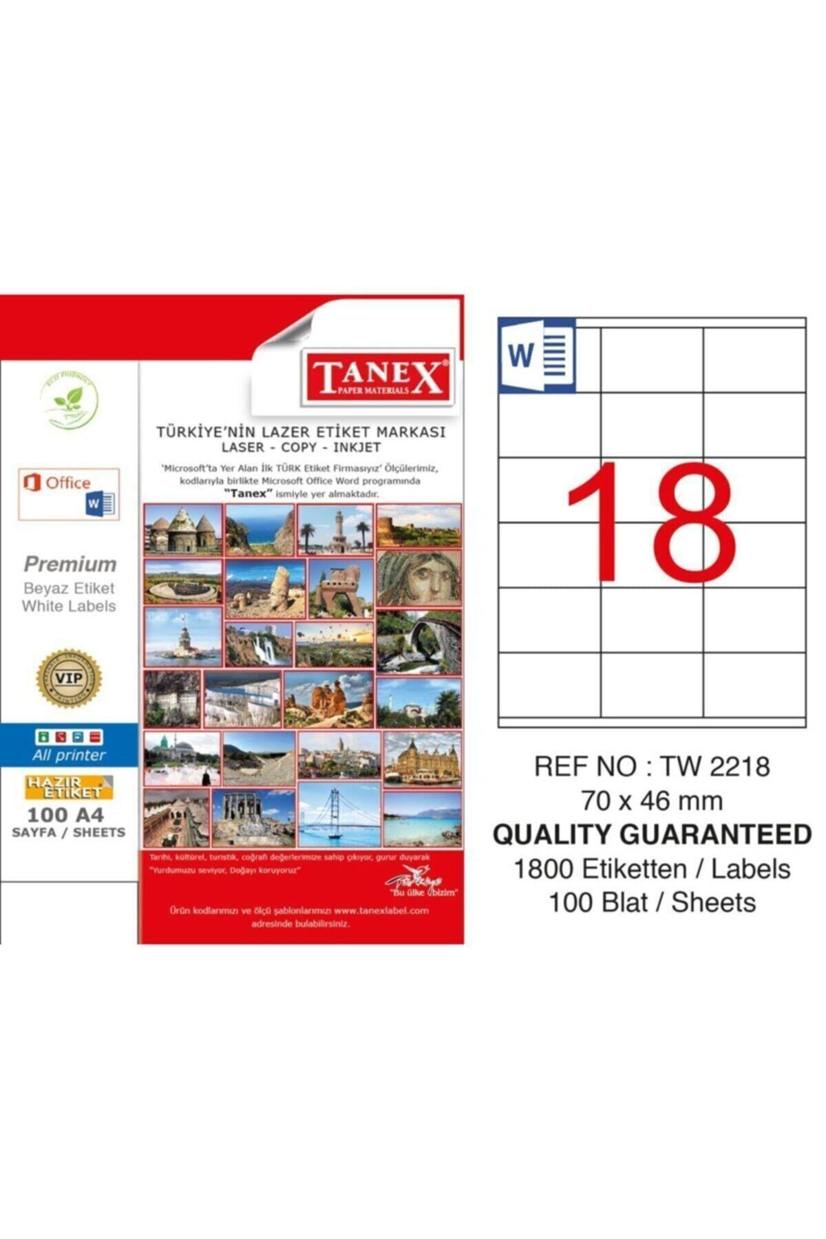 Tanex Lazer Etiket 100 Yaprak 70 x 46 Mm Lazer Yazıcı Etiketi