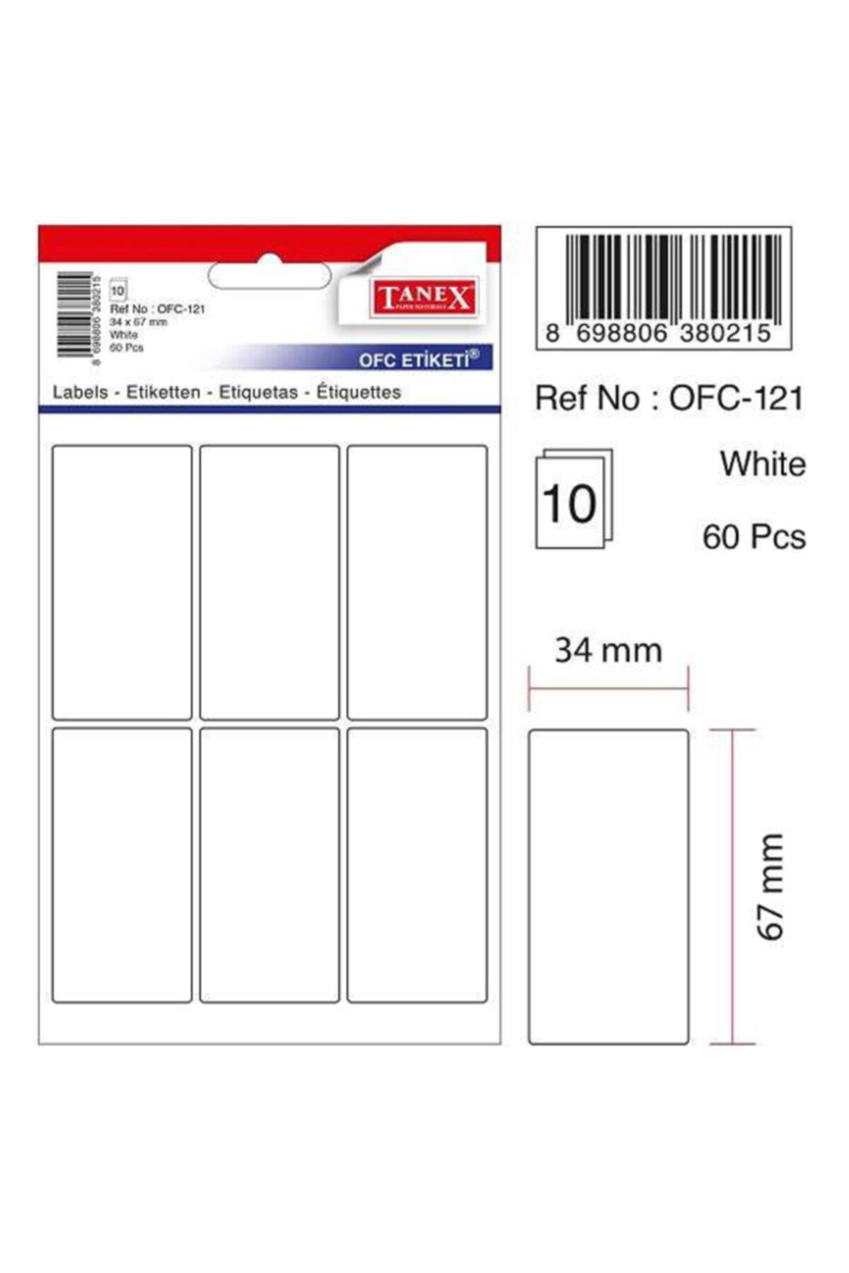 Tanex Ofis Etiketİ Poşetli 34x67 MM Beyaz OFC-121 (10 Lu Paket)