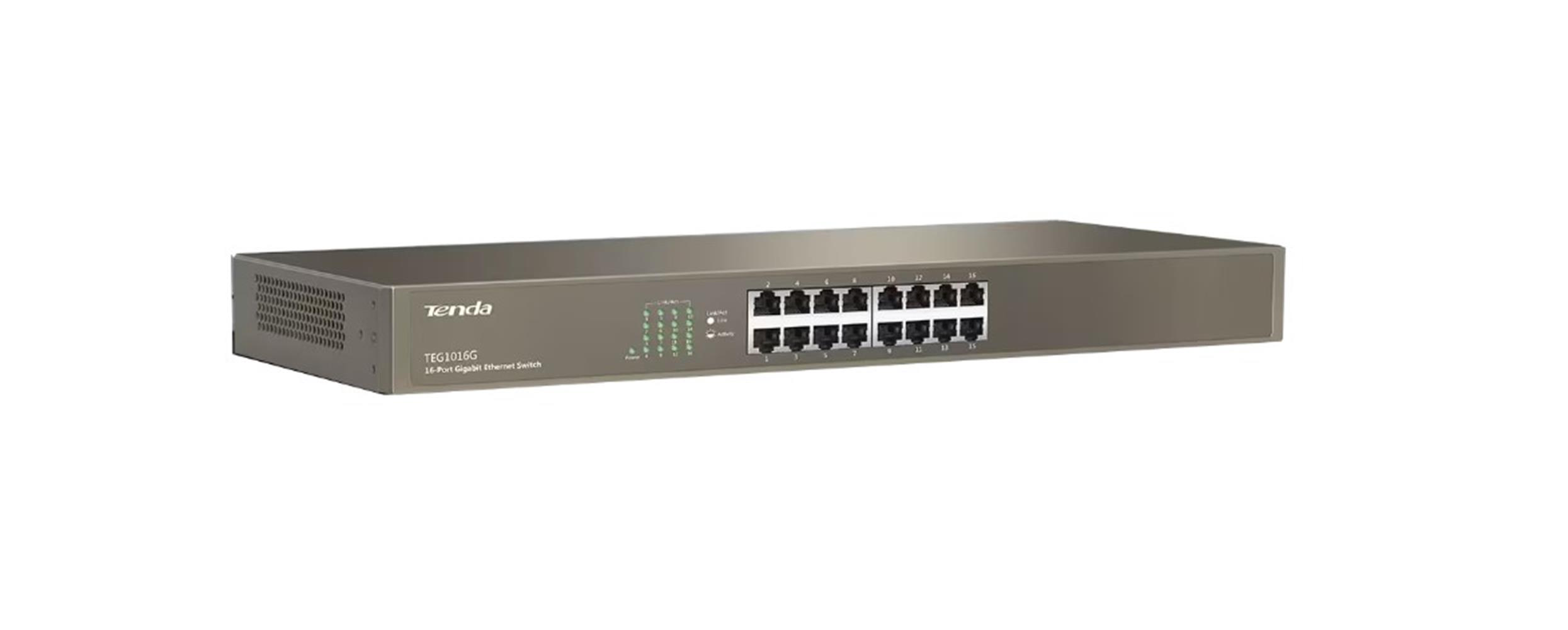Tenda 16 Port 10-100-1000 Mbps 19" Switch Çelik Kasa Rack Mount