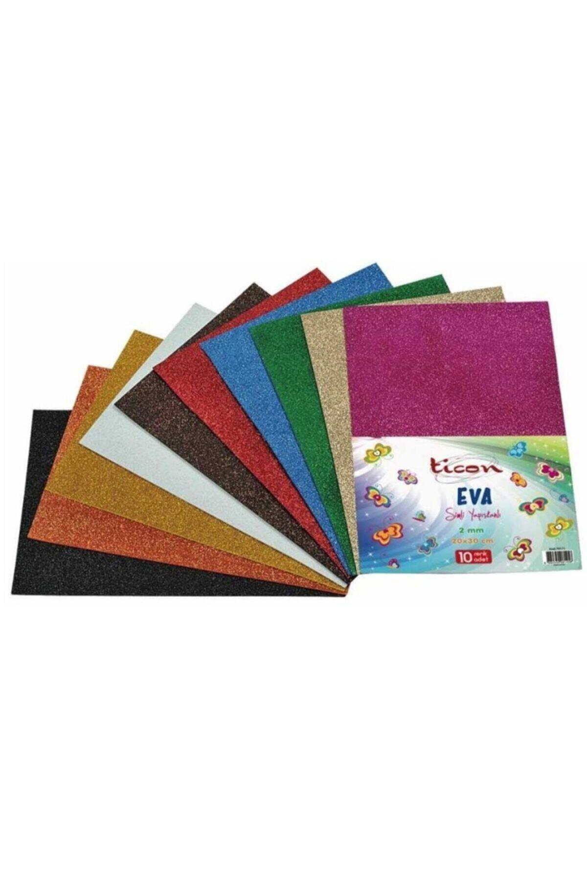 Ticon Eva Simli Yapışkanlı 2 MM A4 10 Lu Karışık Renk Simli Eva