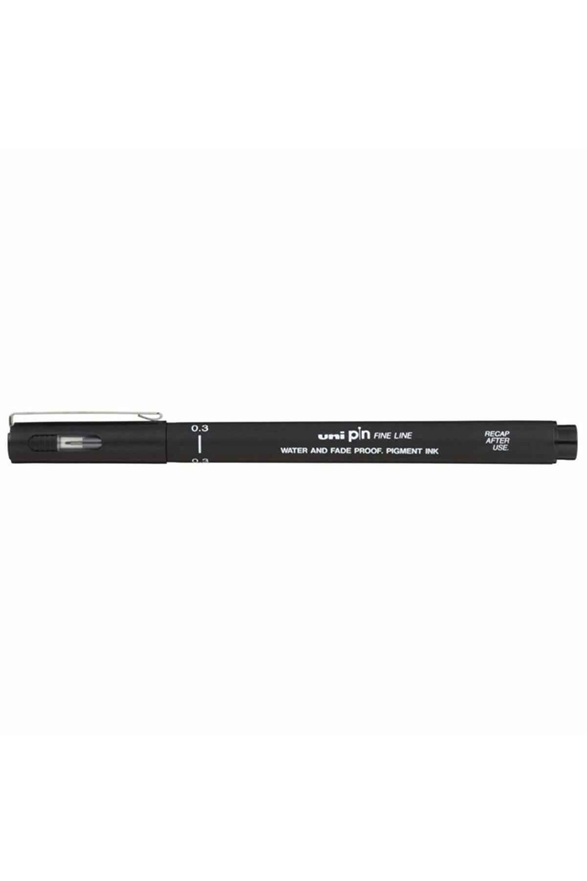 Uni-Ball Teknik Çizim Kalemi Akrilik Uçlu Fine Line Pin 0.3 Mm Siyah (12 Li Paket)
