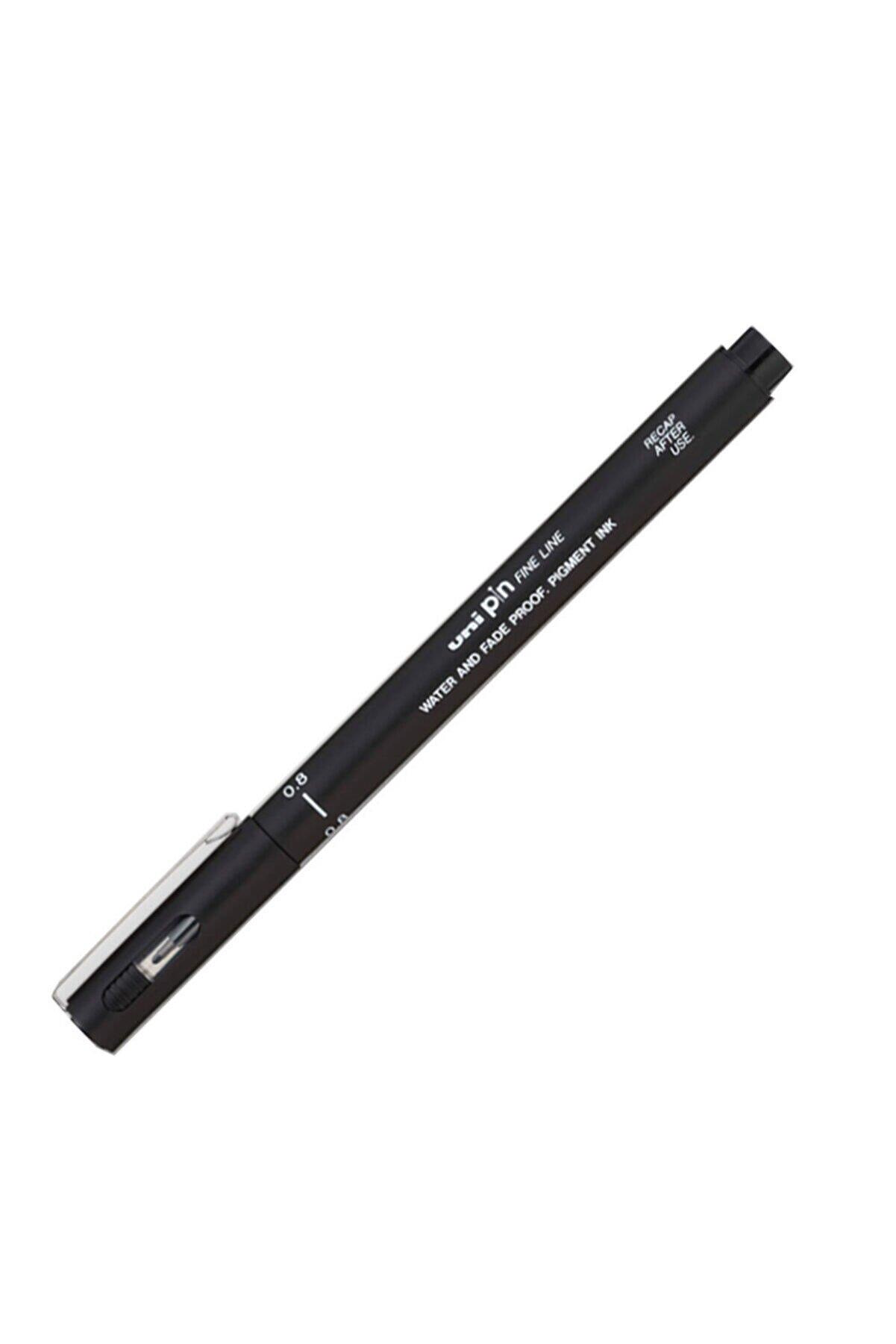 Uni-Ball Teknik Çizim Kalemi Akrilik Uçlu Fine Line Pin 0.8 Mm Siyah (12 Li Paket)