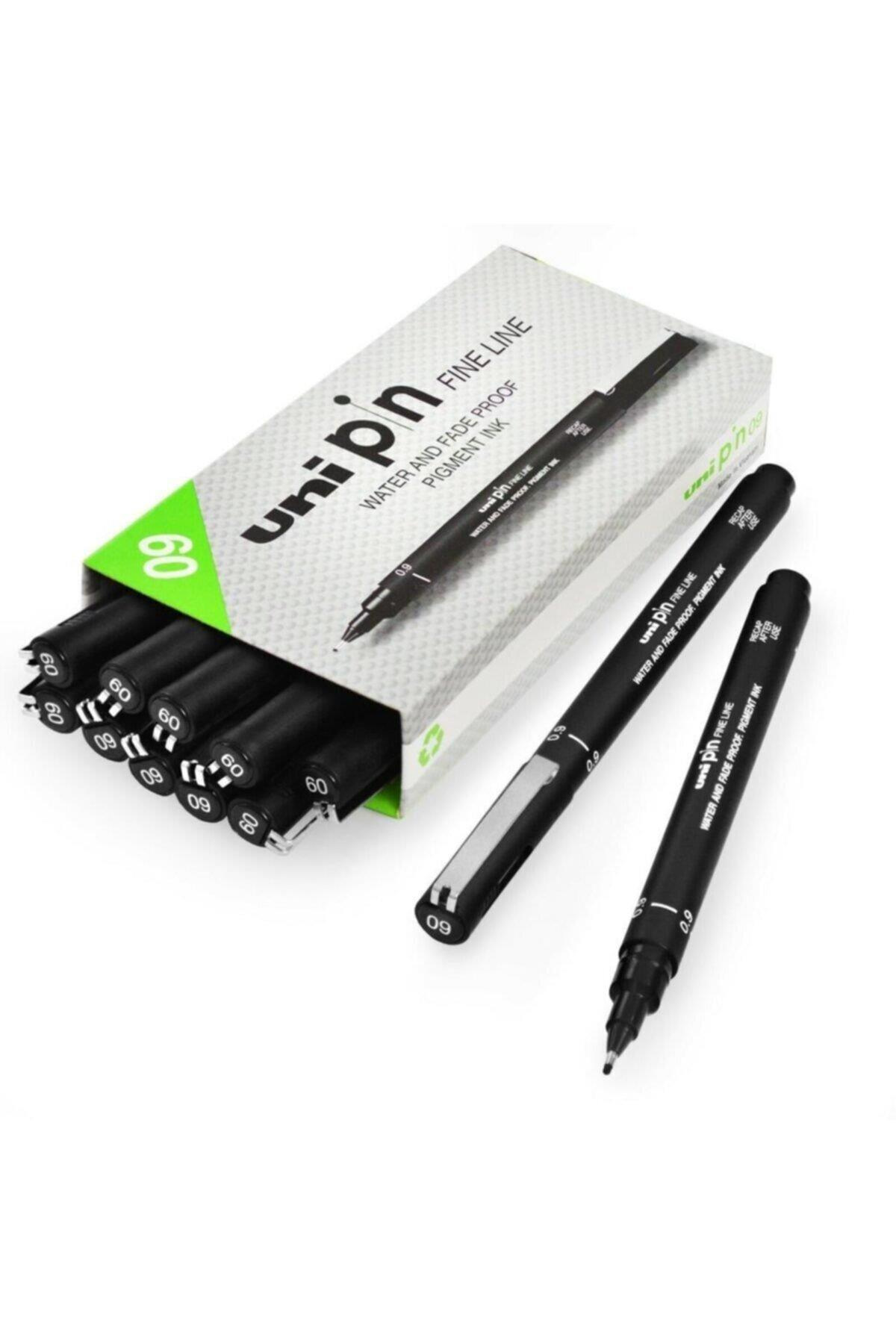 Uni-Ball Çizim Kalemi Akrilik Uçlu Fine Line Pin 0.9 MM Siyah (12 Li Paket)
