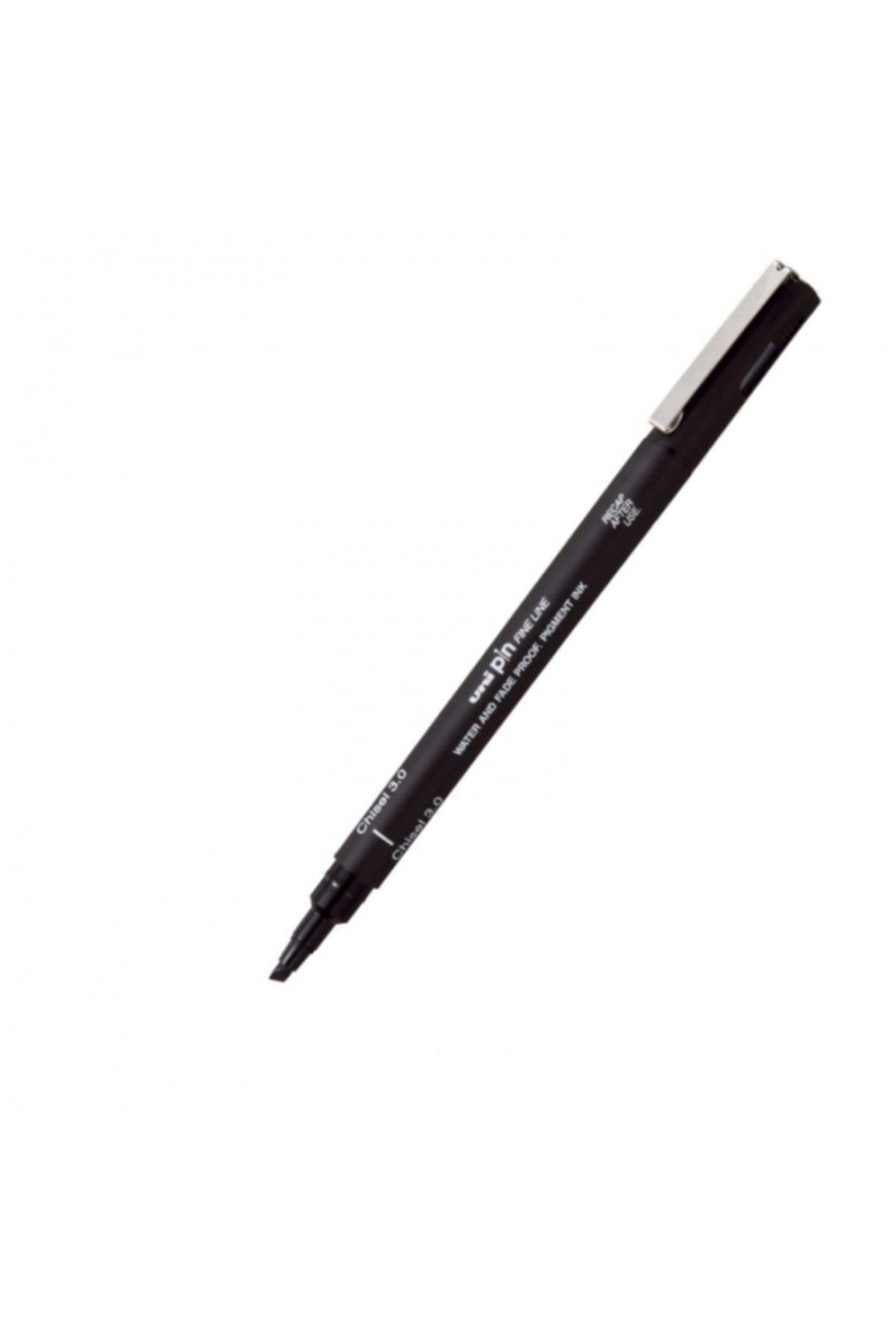 Uni-Ball Pin 3.0 Fine Line Kesik Uçlu Kalem Siyah (12 Li Paket)