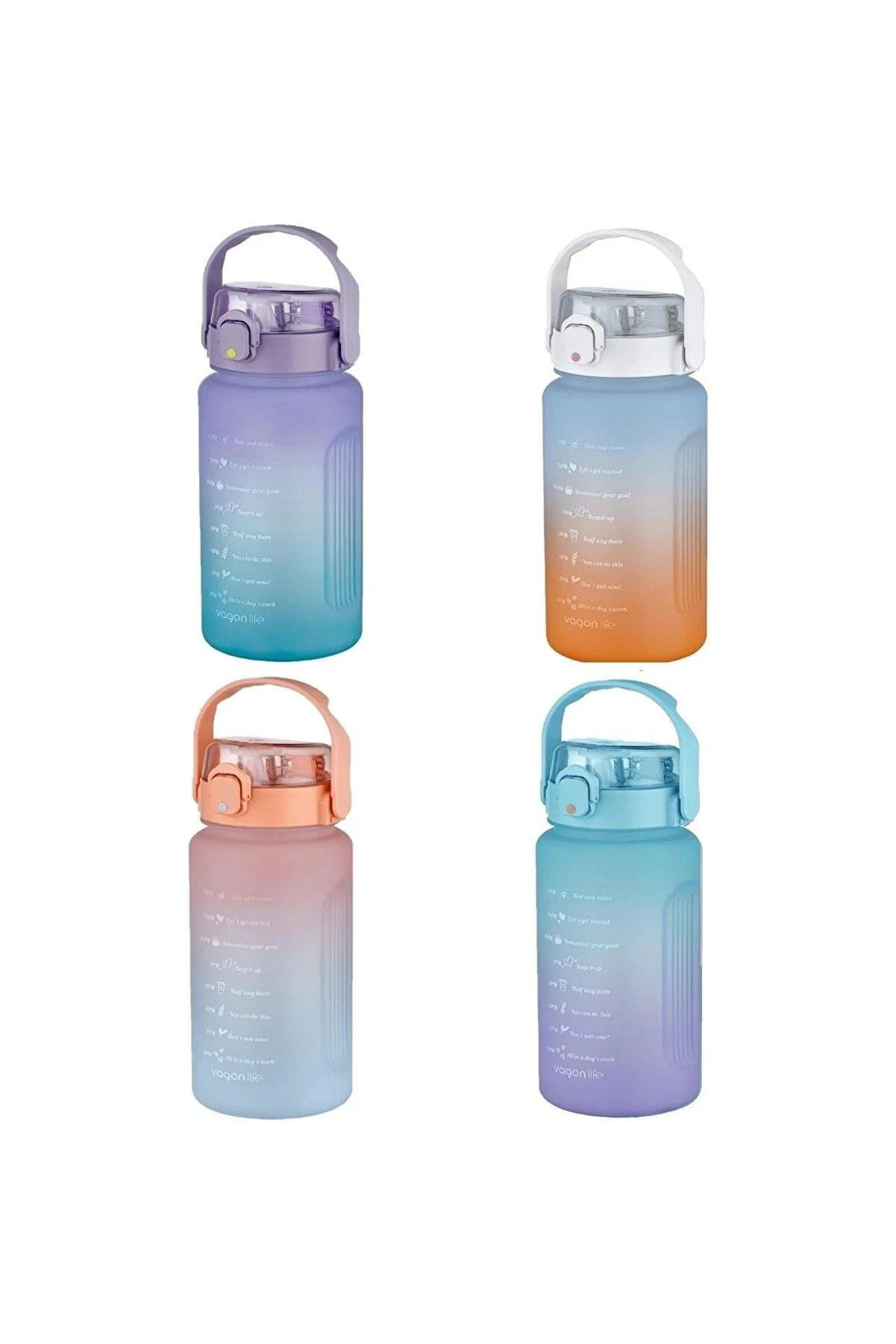 Vagon Life 1500 ML Pipetli/Pipetsiz Motivasyon Matara 1.5 Litre Suluk (Karışık Renk 1 Adet)