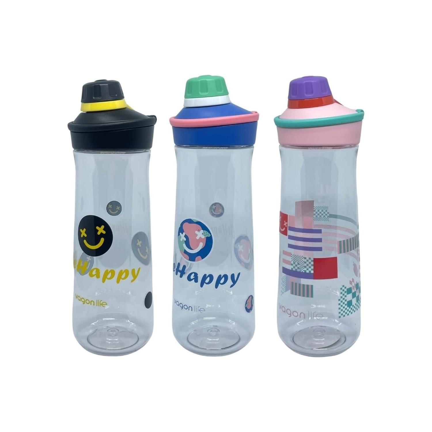 Vagon Matara Policarbon 650 ML Döndürülerek Açılan Polikarbon Su Matarası (Karışık Renk 1 Adet)