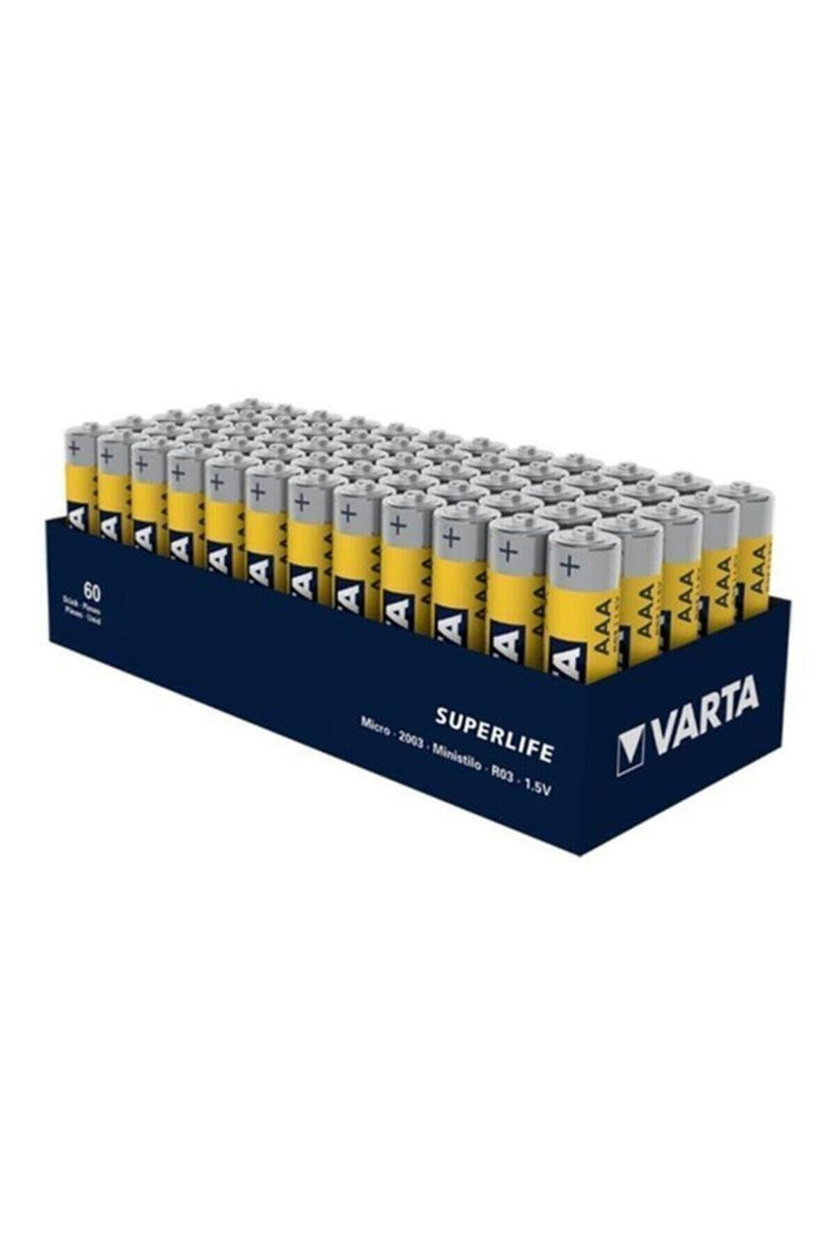 Varta İnce Pil AAA Superlife Çinko Karbon Pil 60 Adet