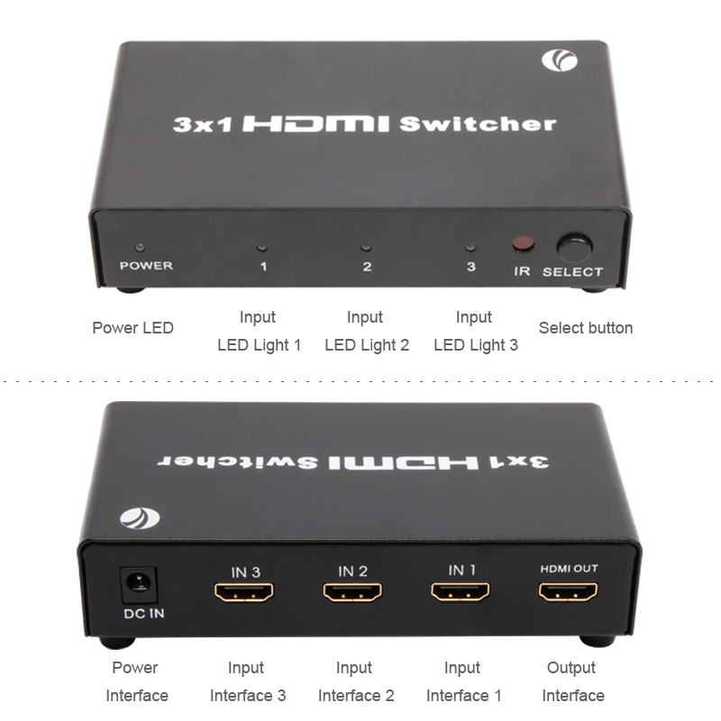 Vcom 3-1 Port 1.4V 3D Metal Hdmi Switch
