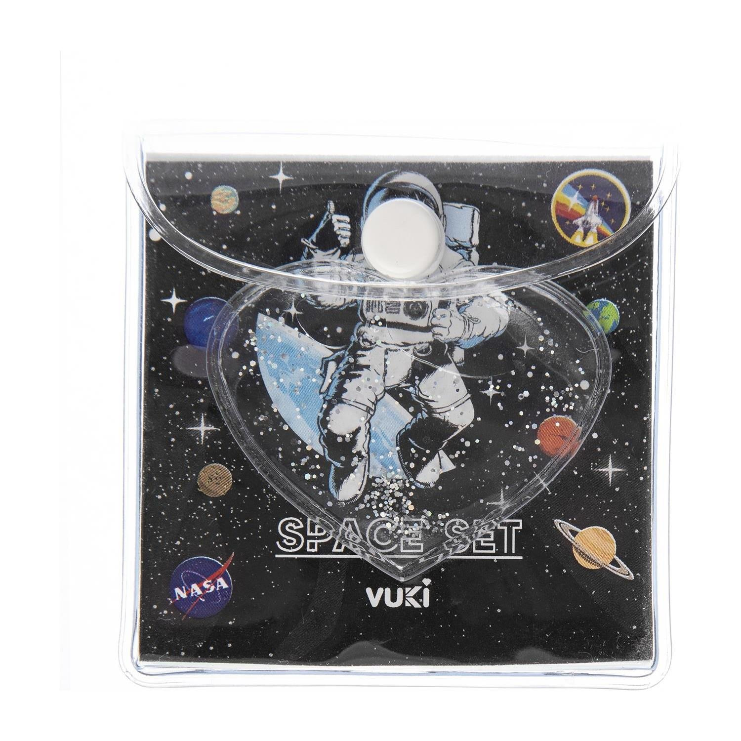 Vuki Küp Bloknot Simli Sulu 6.3 x 6.3 Cm Astronot Desenli Sulu ve Simli Küp Bloknot